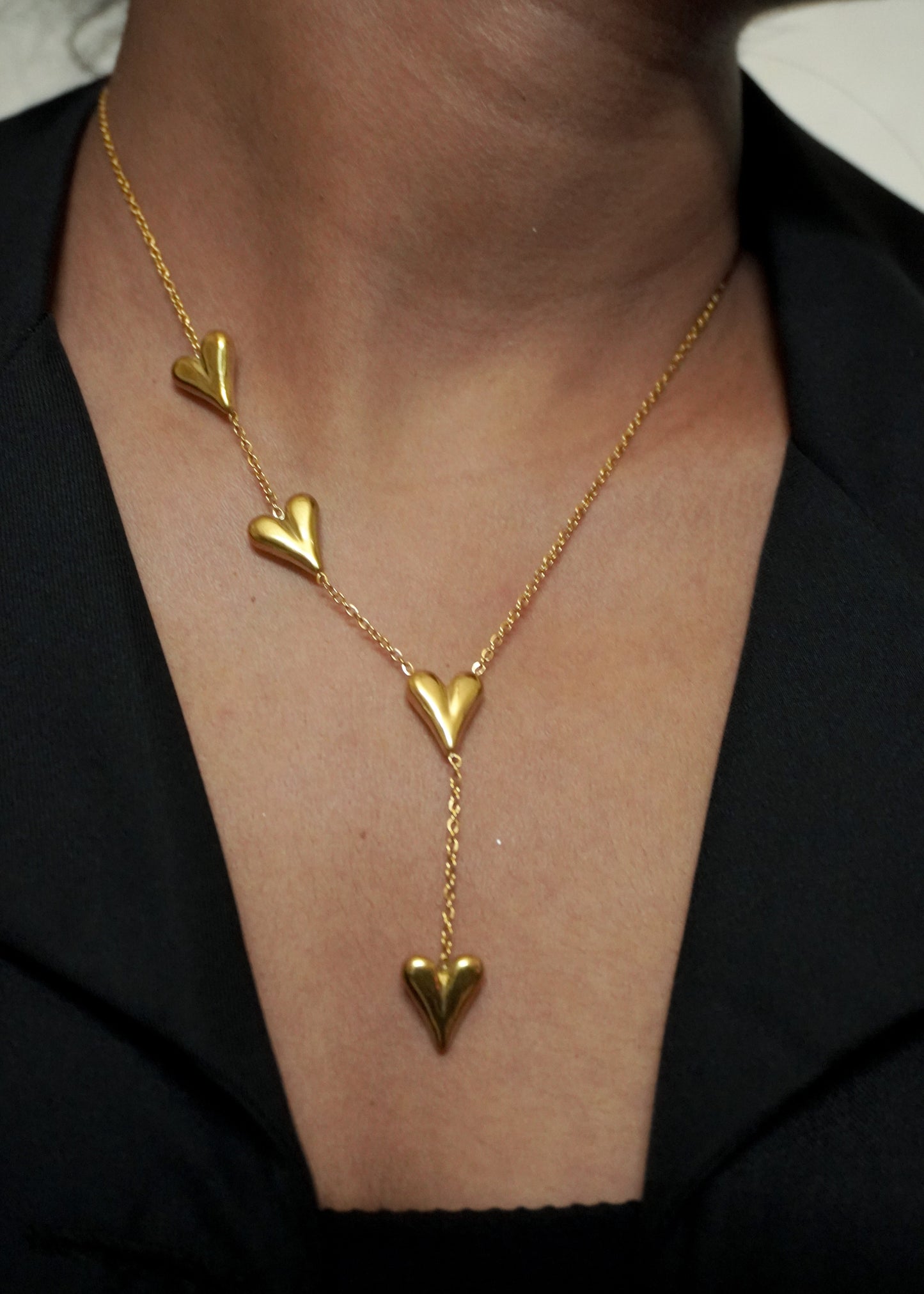 Golden Hearts Drop Necklace
