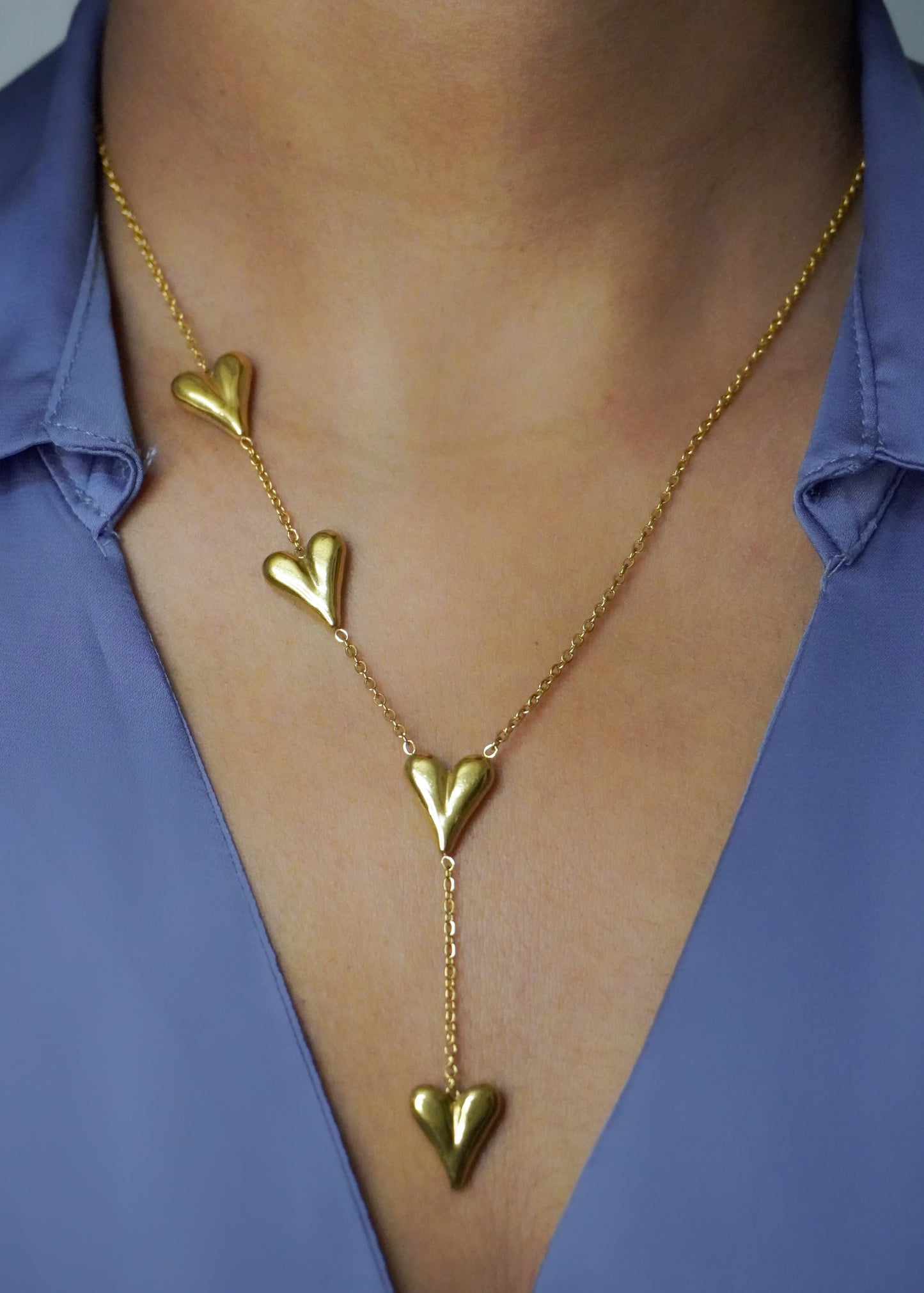 Golden Hearts Drop Necklace