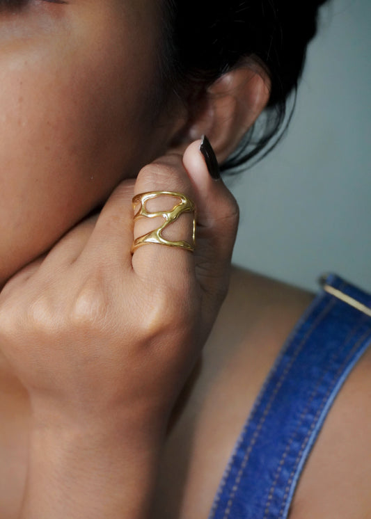 Melted Flow Gold Ring