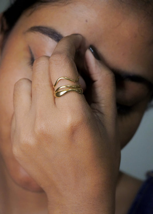 Wave Stacked Gold Ring
