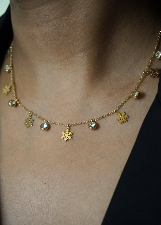 Snowflakes crystal charm necklace