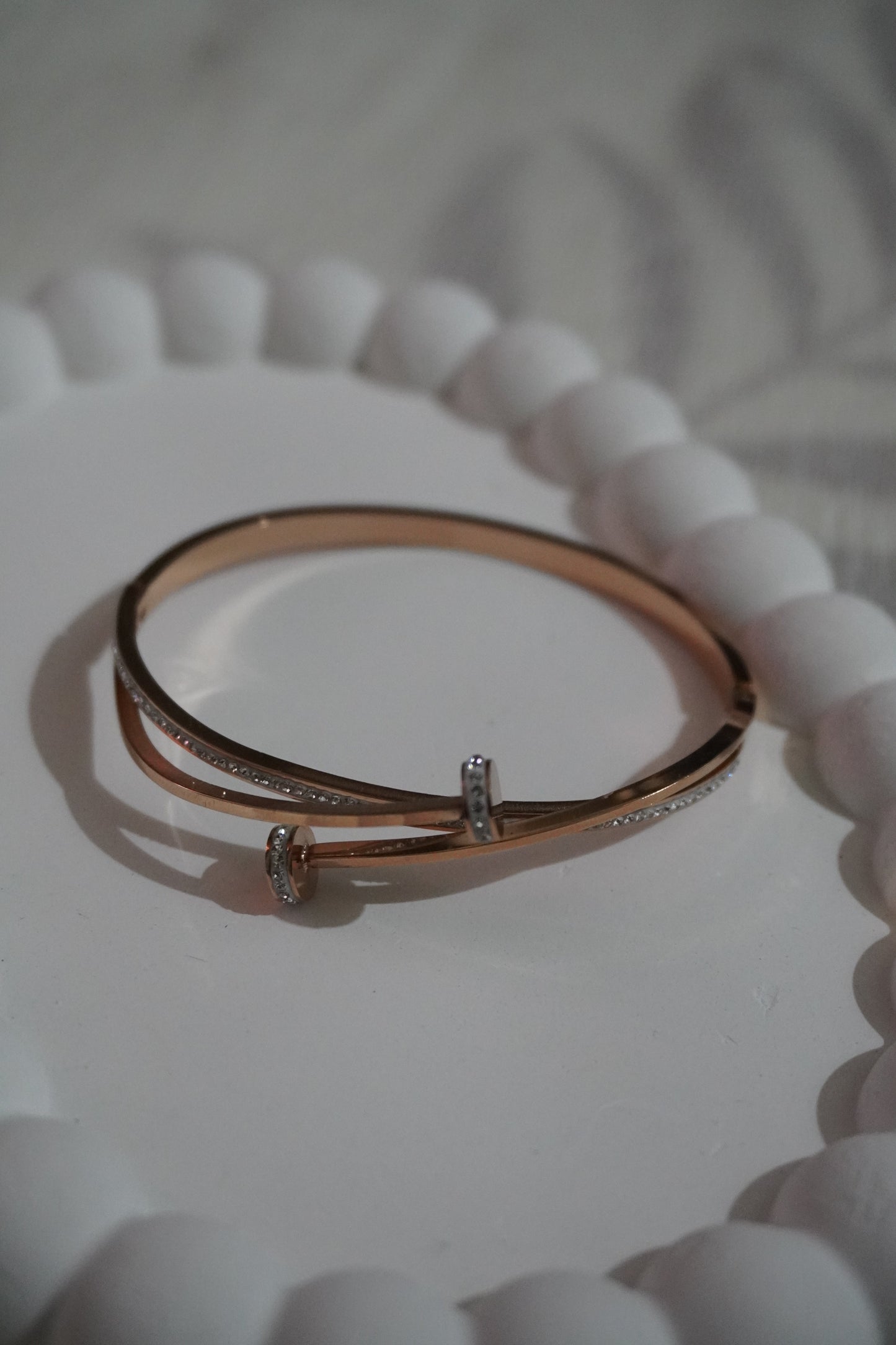 Crossover gleam cuff bracelet