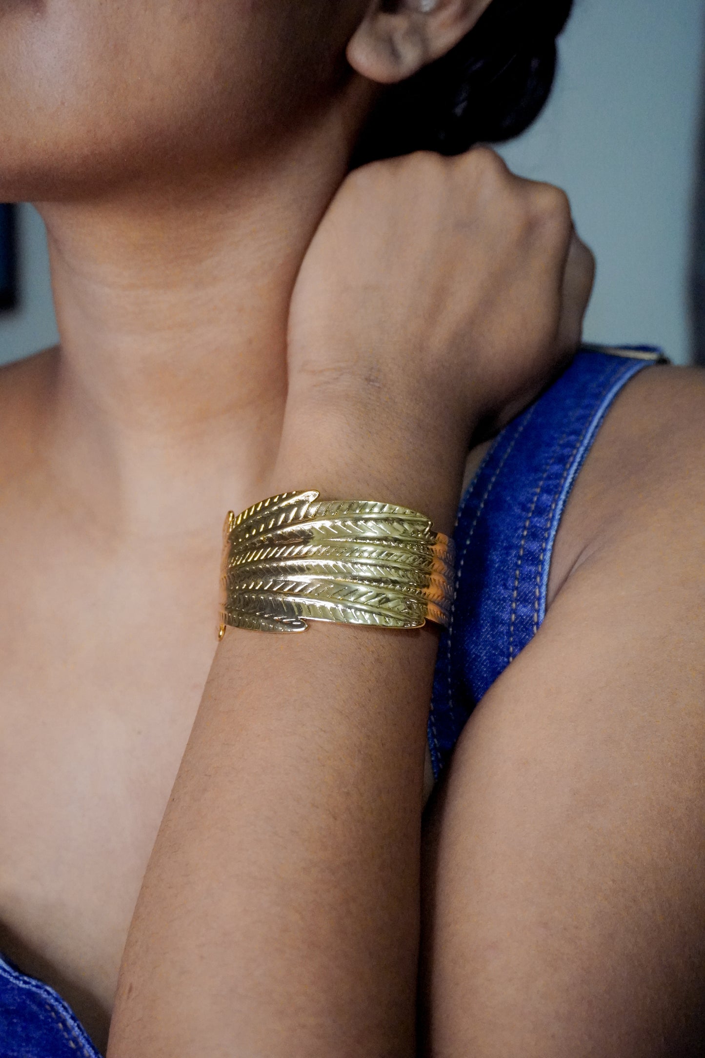 Feathered Bold Cuff Bracelet