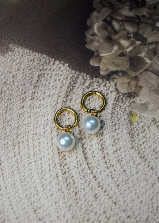 Classic Pearl Drop Hoops