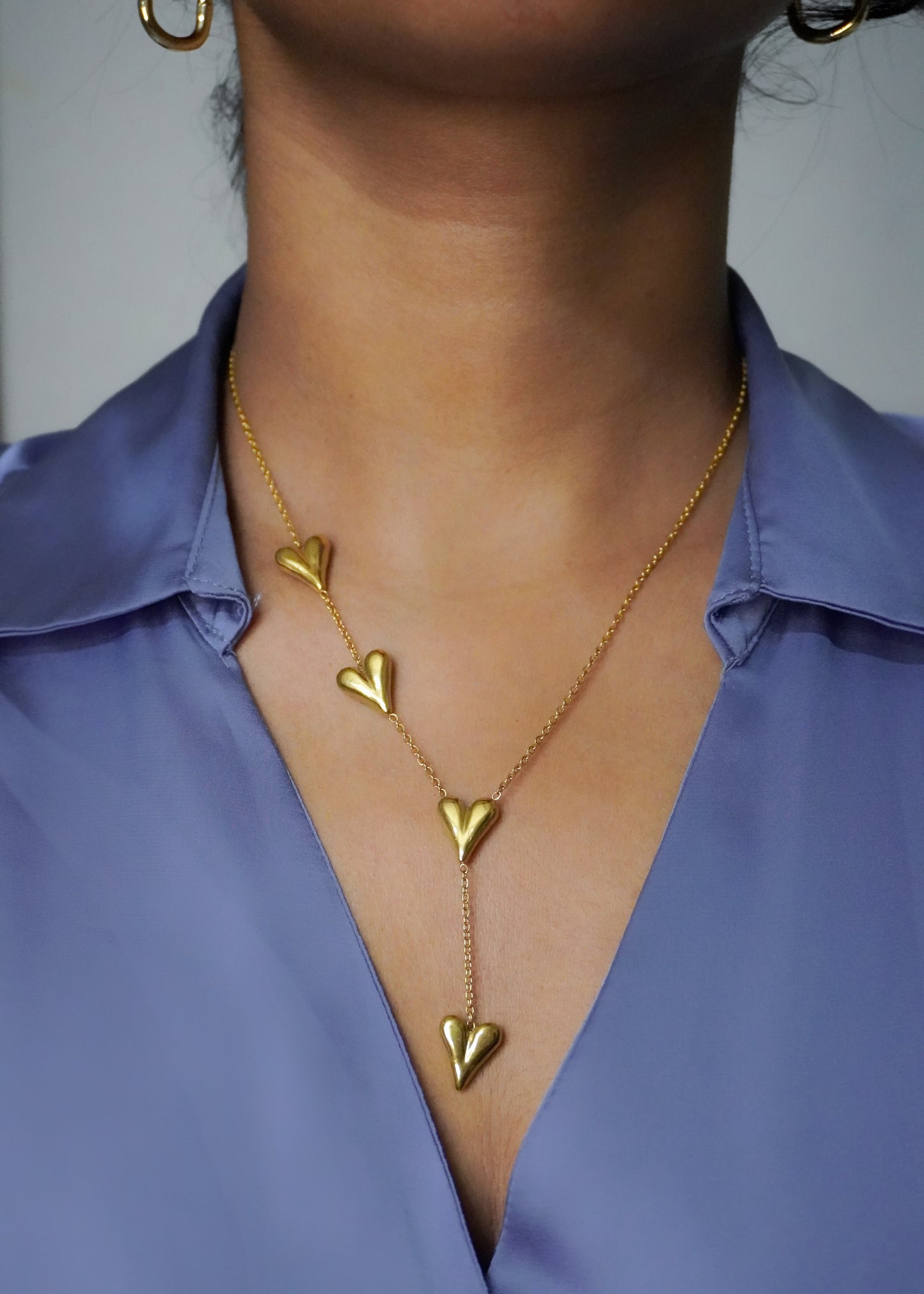Golden Hearts Drop Necklace