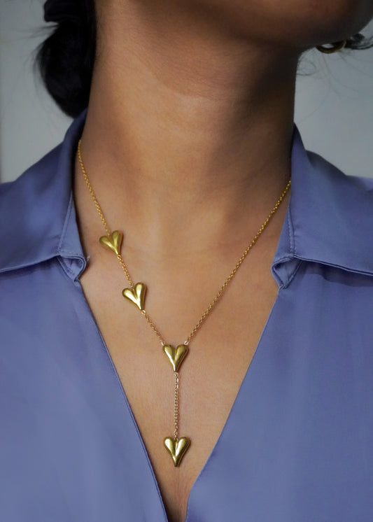 Golden Hearts Drop Necklace