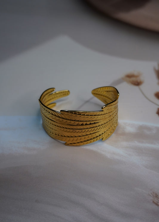 Feathered Bold Cuff Bracelet